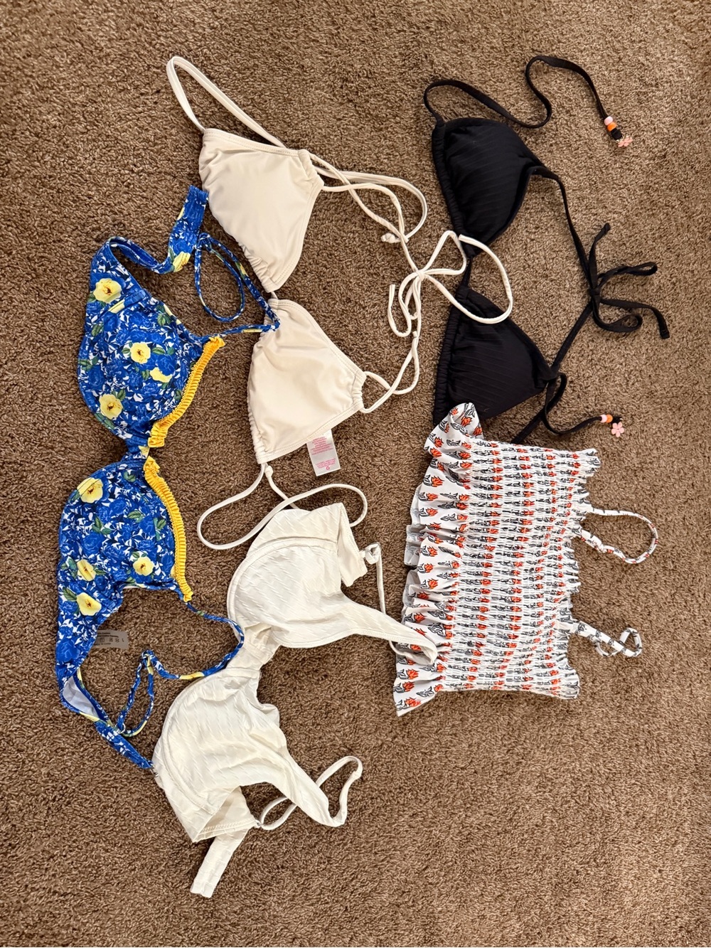 Swim Bikini Top Bundle - Floral, Black, Cream Mix